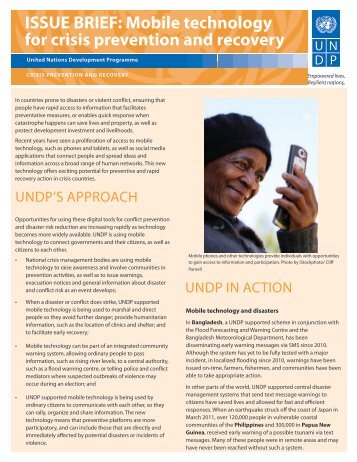 ISSUE BRIEF: Mobile technology for crisis prevention and recovery