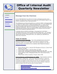 Office of Internal Audit Quarterly Newsletter - Office of State Budget ...