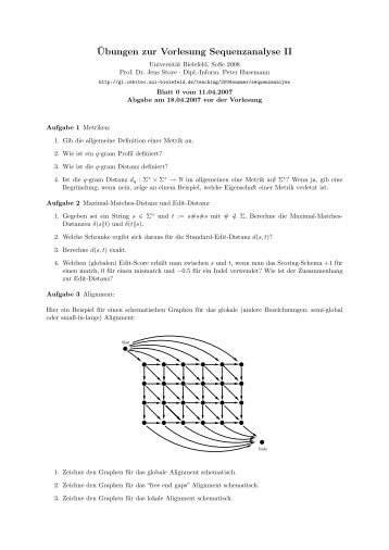 Â¨Ubungen zur Vorlesung Sequenzanalyse II - UniversitÃ¤t Bielefeld