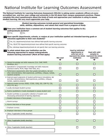 Survey Questionnaire - National Institute for Learning Outcomes ...