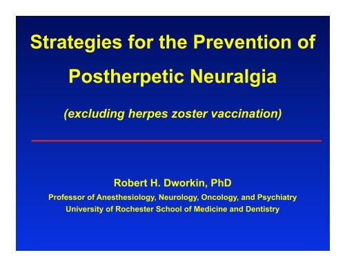 Strategies for the Prevention of Postherpetic Neuralgia - immpact