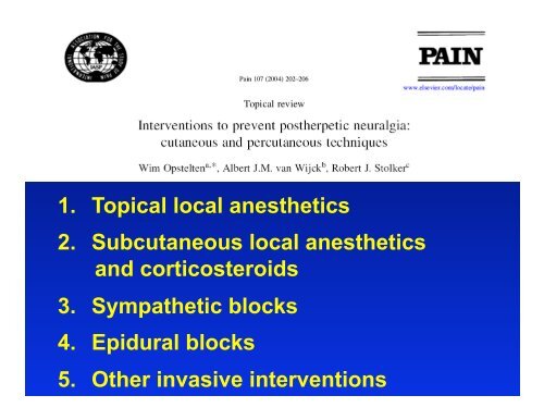Strategies for the Prevention of Postherpetic Neuralgia - immpact