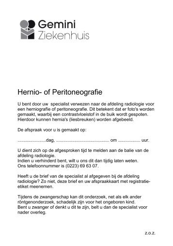 Hernio- of Peritoneografie - Gemini Ziekenhuis