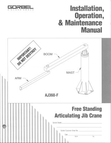 Work Station Freestanding Articulating Jib Crane Installation Manual