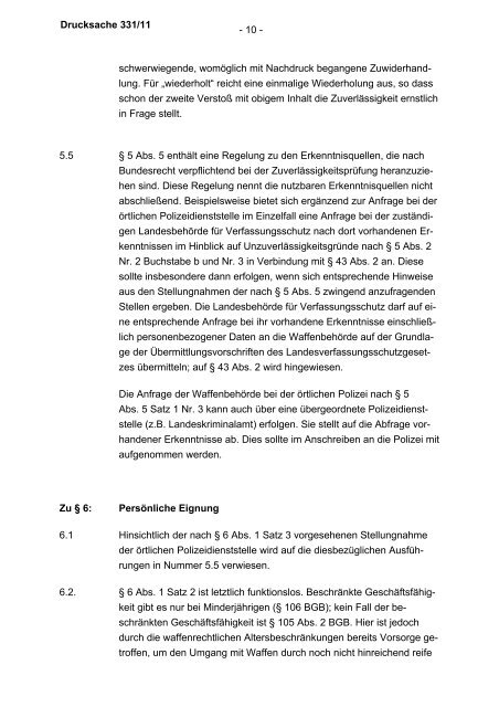 Allgemeine Verwaltungsvorschrift zum Waffengesetz (WaffVwV)