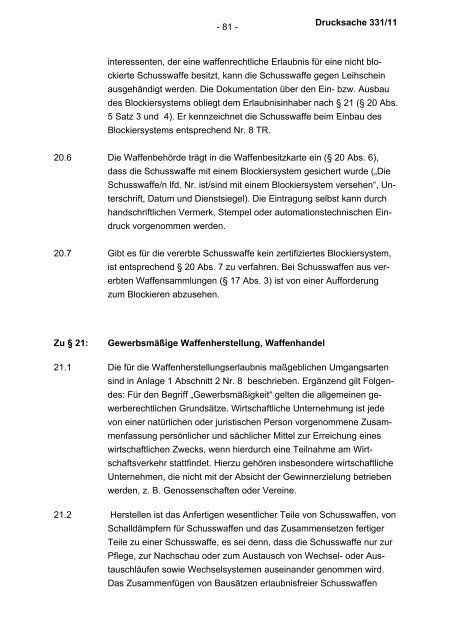 Allgemeine Verwaltungsvorschrift zum Waffengesetz (WaffVwV)