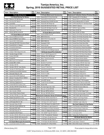 1996 Retail Price List