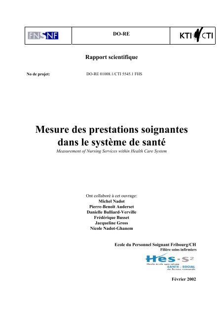 Mesure des prestations soignantes dans le systÃ¨me de ... - HEdS-FR