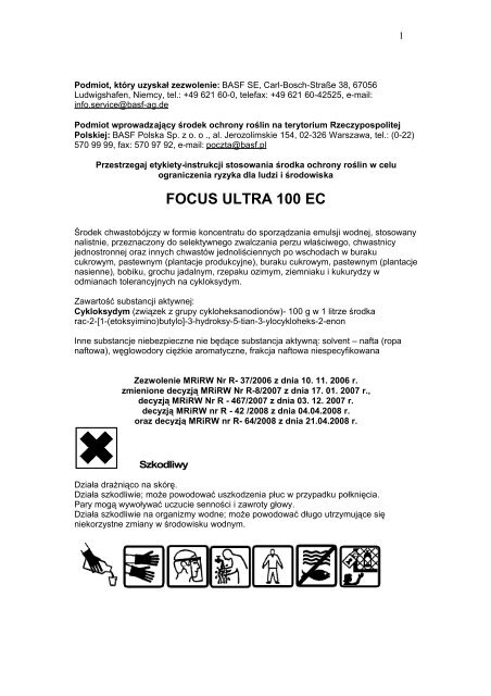 Focus Ultra 100 EC - BASF Polska