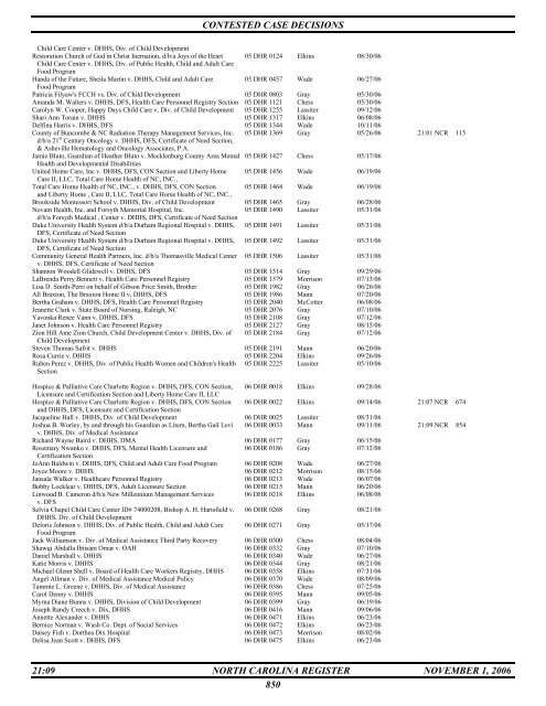 NC Register Volume 21 Issue 09 - Office of Administrative Hearings