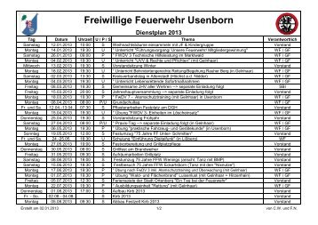 Dienstplan Einsatzabteilung 2013 - Freiwillige Feuerwehr Usenborn ...