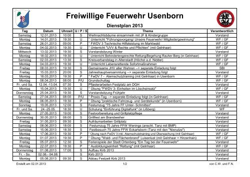 Dienstplan Einsatzabteilung 2013 - Freiwillige Feuerwehr Usenborn ...