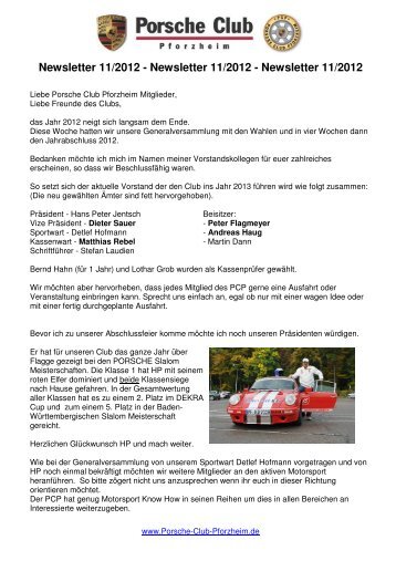 Newsletter 11/2012 - Newsletter 11/2012 ... - PC Pforzheim