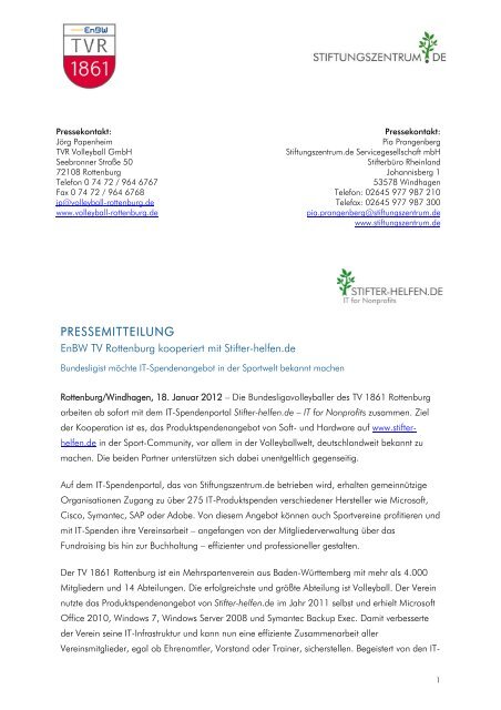 Kooperation Stifter-helfen.de & TV Rottenburg
