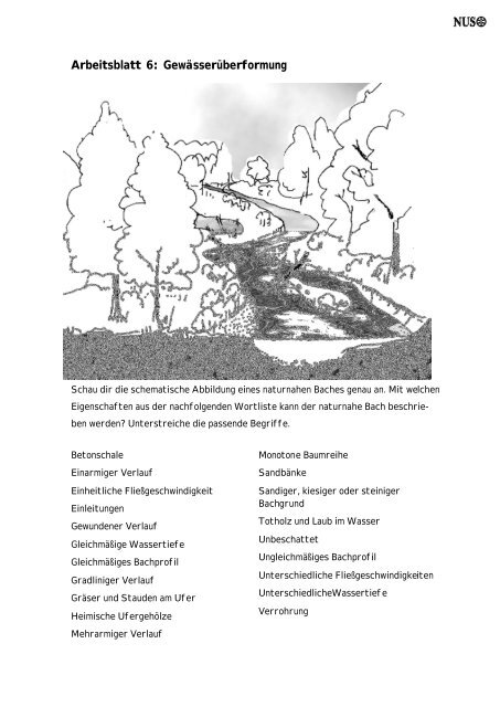 Arbeitsblatt 6: GewÃ¤sserÃ¼berformung