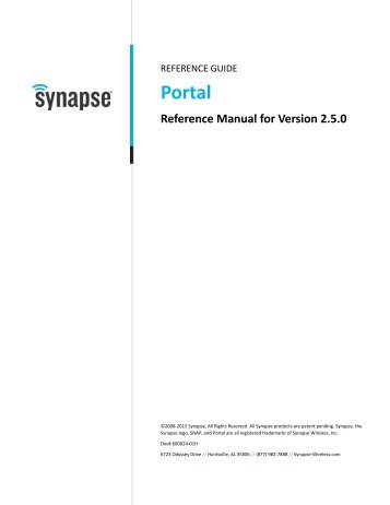 Portal Reference Manual - Synapse Support Forums - Synapse Wireless