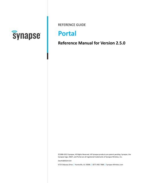 Portal Reference Manual Synapse Support Forums Synapse Wireless