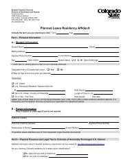 Planned Leave Residency Affidavit - Colorado State University