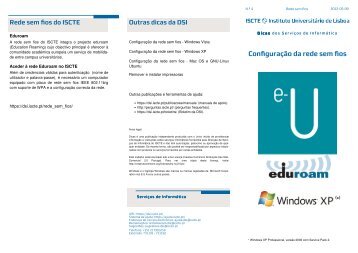 ConfiguraÃ§Ã£o da rede sem fios - Windows XP - DSI - ISCTE