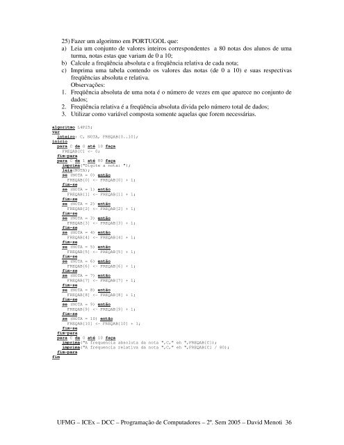 Lista 04 - UFMG