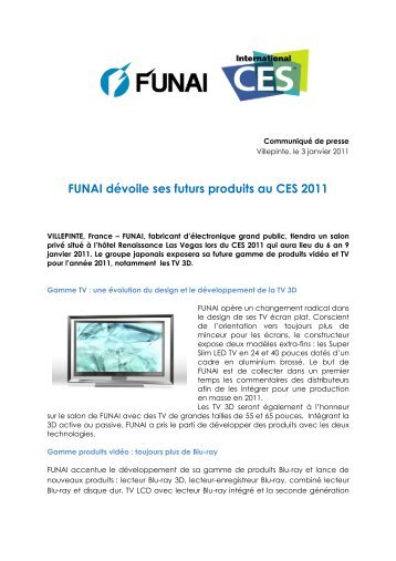 FUNAI dévoile ses futurs produits au CES 2011