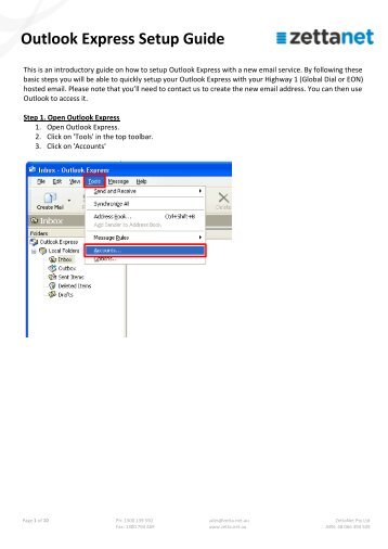 Microsoft Outlook Express (PDF) - ZettaNet