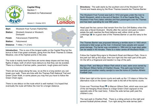 Capital Ring section 1 directions - Walk London