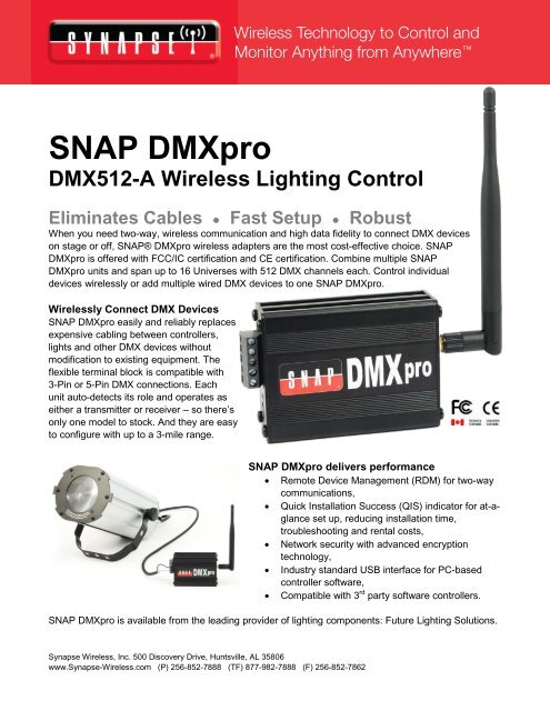 SNAP DMXpro Product Brief - Synapse Wireless