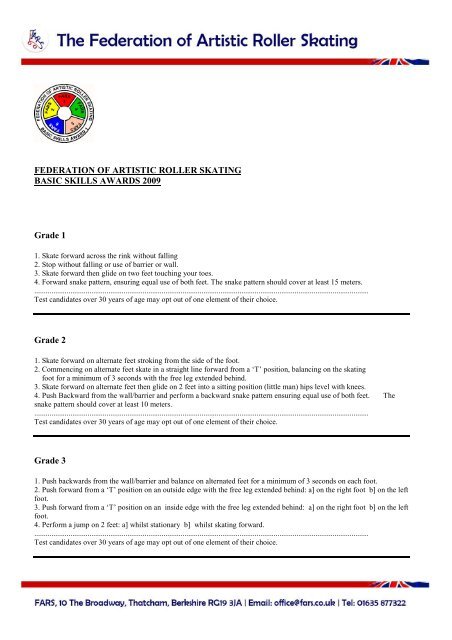 Basic Skills - Grades - Federation of Artistic Roller Skating