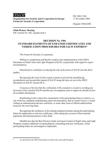 Standard Elements of End-User Certificate and Verification ... - OSCE
