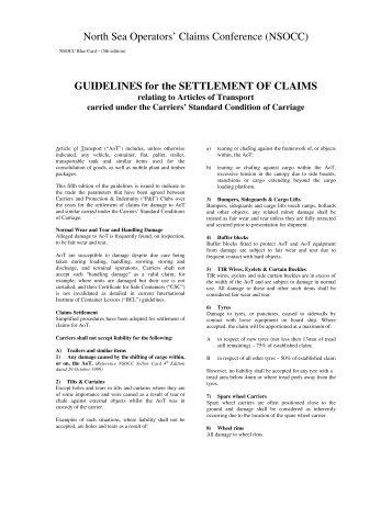 GUIDELINES for the SETTLEMENT OF CLAIMS - DFDS Seaways