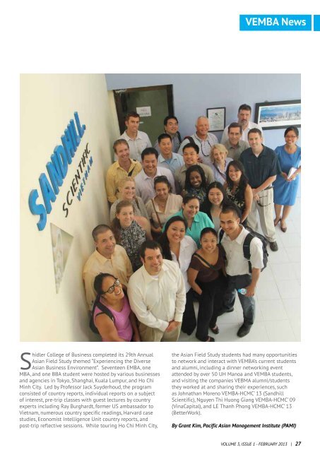 February 2013 - Shidler College of Business - University of Hawaii