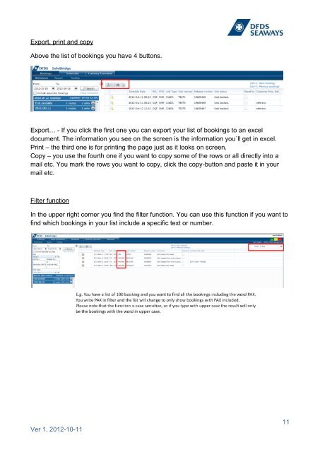 InfoBridge user guide - DFDS Seaways