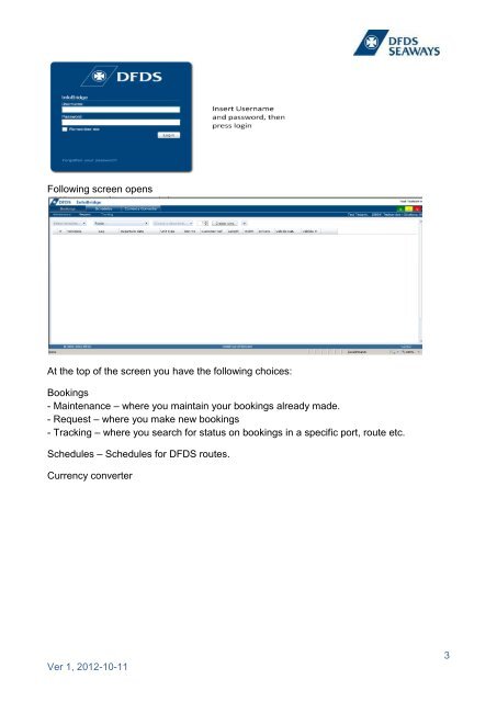 InfoBridge user guide - DFDS Seaways