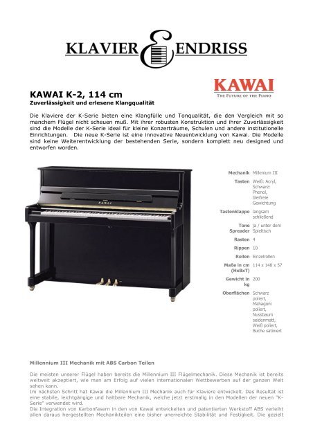 KAWAI K-2, schwarz poliert - Klavier Endriss