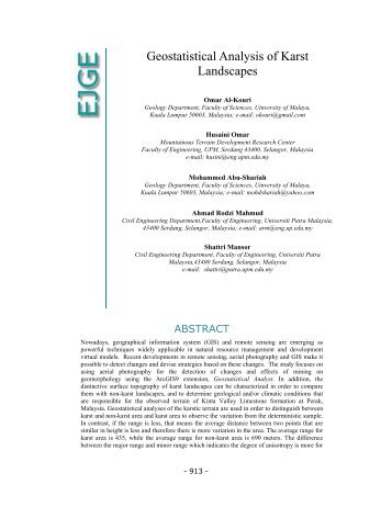 Geostatistical Analysis of Karst Landscapes - Ejge.com