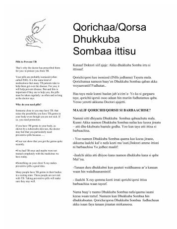 Qorichaa/Qorsa Dhukkuba Sombaa ittisu - Ethnomed