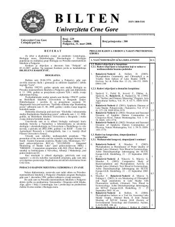 B I L T E N - Univerzitet Crne Gore