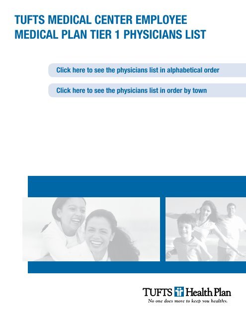 tufts medical center employee medical plan tier 1 ... - Tufts Health Plan