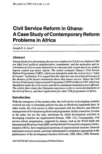 Civil Service Reform in Ghana: A Case Study of ... - Index of