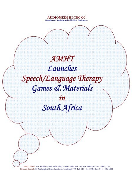 AMHT Launches Speech/Language Therapy Games ... - saslha