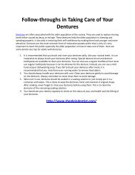 Follow-throughs in Taking Care of Your Dentures