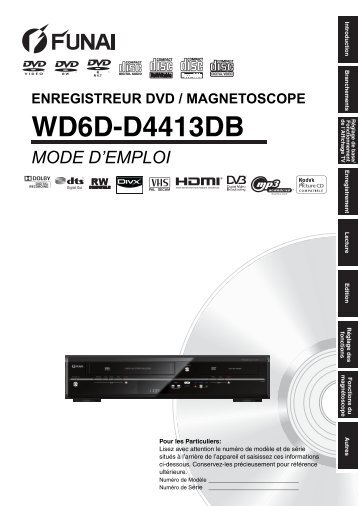 enregistreur dvd / magnetoscope wd6d-d4413db mode d ... - Funai