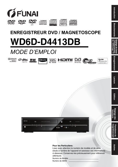 enregistreur dvd / magnetoscope wd6d-d4413db mode d ... - Funai