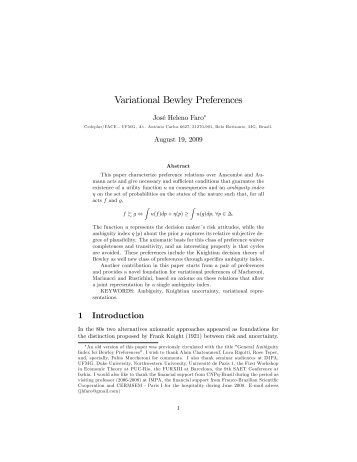 Variational Bewley Preferences