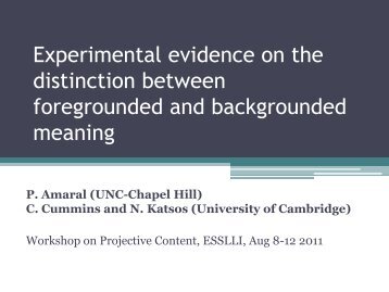 Experimental evidence on the distinction between foregrounded and ...