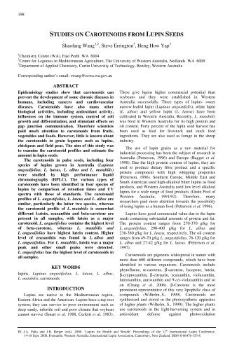 STUDIES ON CAROTENOIDS FROM LUPIN SEEDS - ResearchGate