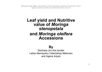 Leaf yield and Nutritive value of Moringa stenopetala ... - Moringanews