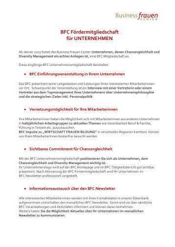 BFC Fördermitgliedschaft für UNTERNEHMEN