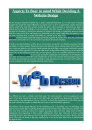 Aspects To Bear in mind While Deciding A Website Design